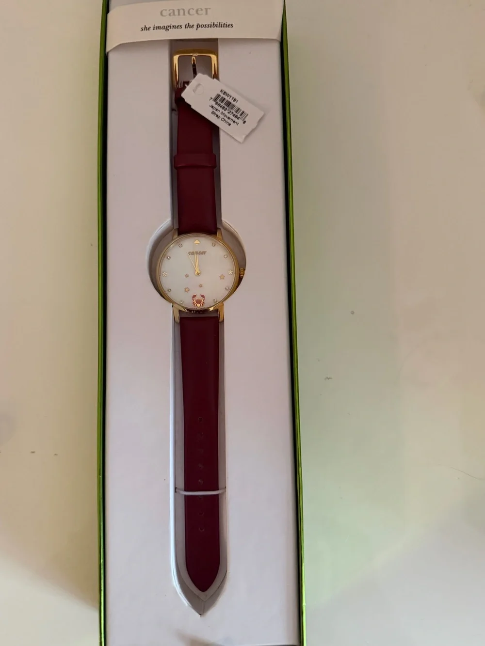 New Quartz Kate Spade Zodiac Watch Women  KSW1191 Gold Tone Cancer Crab Dial